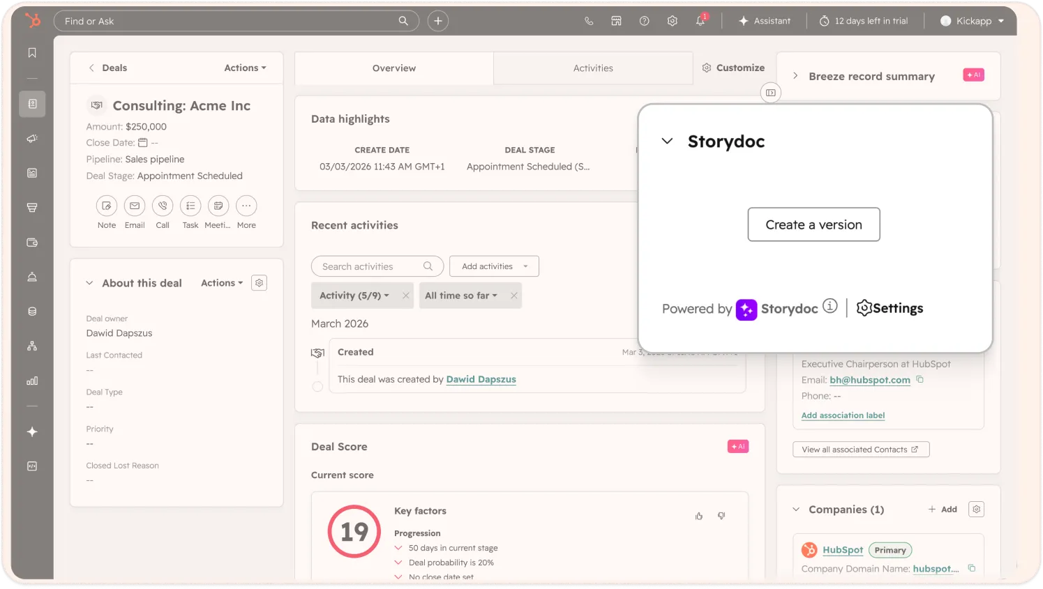 Work directly from your HubSpot deals