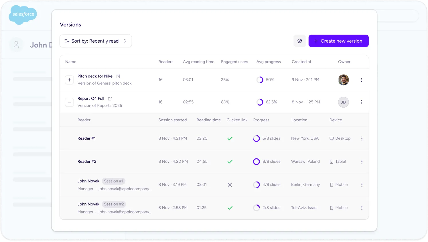 Track engagement without leaving your CRM