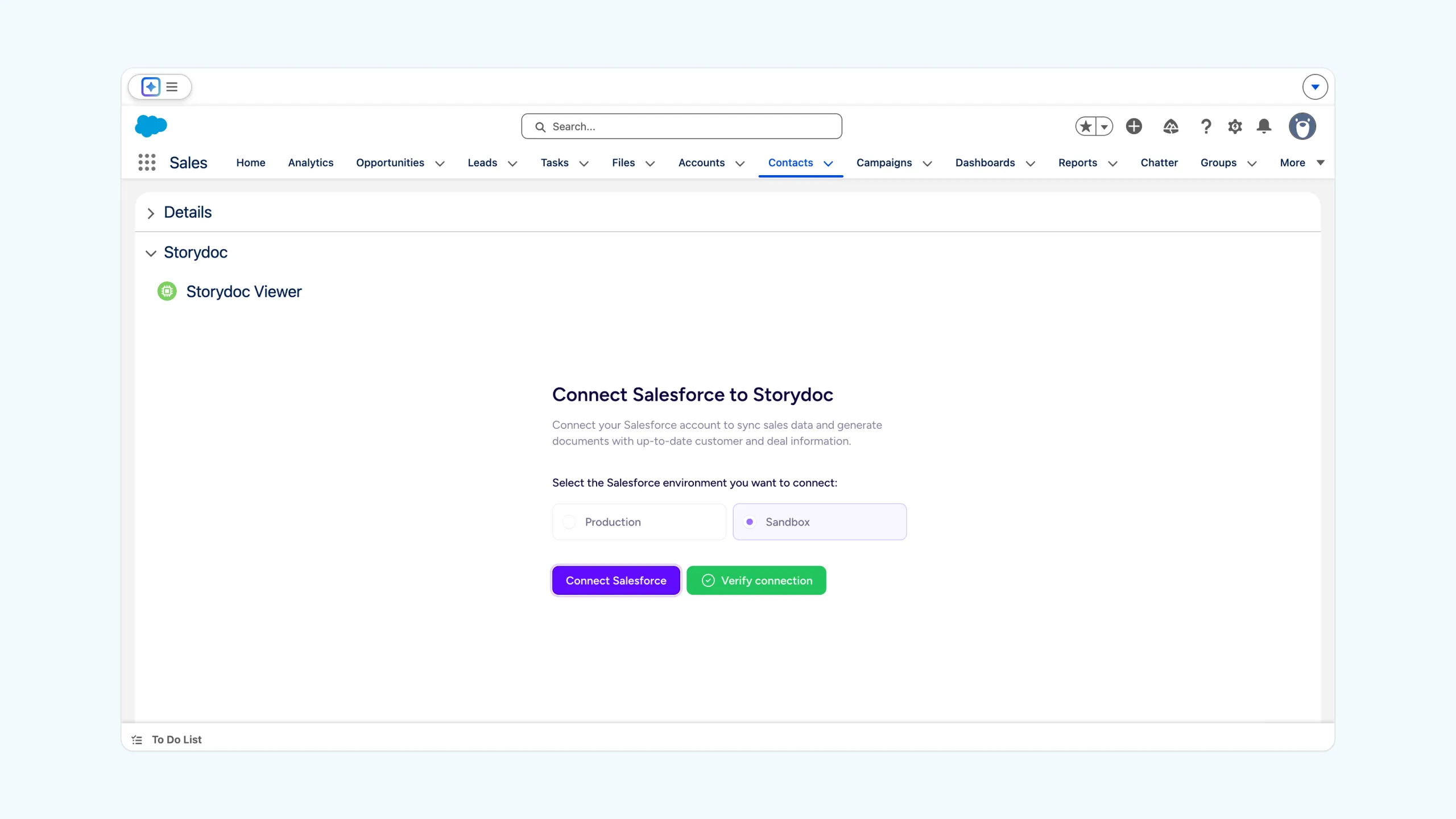 Connecting Storydoc to Salesforce