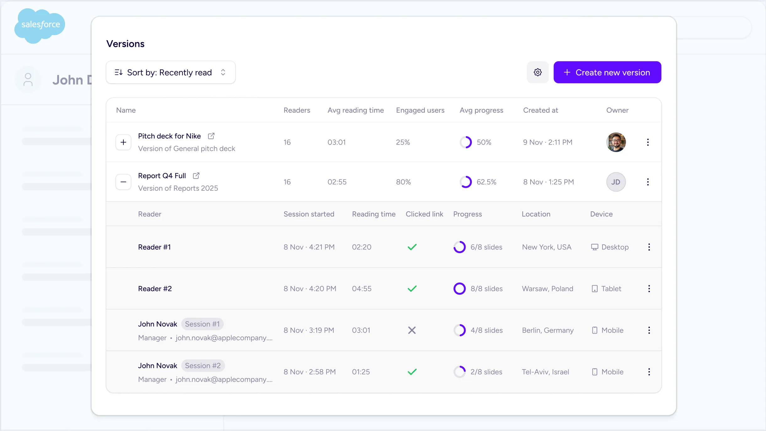 Storydoc activity logged in Salesforce