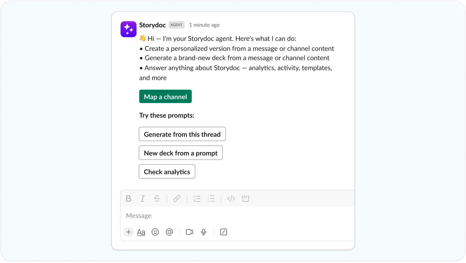 Use Slack as your Storydoc assistant